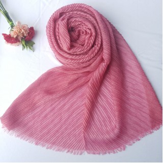 Designer Crinkled Cotton Mesh Sparkling  Women's Stole - Rose Pink